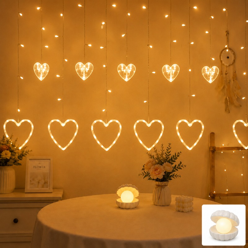 Image of Night Light, Warm White Led Shell Ambient Light, Button Battery-powered Decorative Lamp, Suitable For Bedrooms, Bedside Tables, Shelves, , And Home Decoration. Festival Decoration