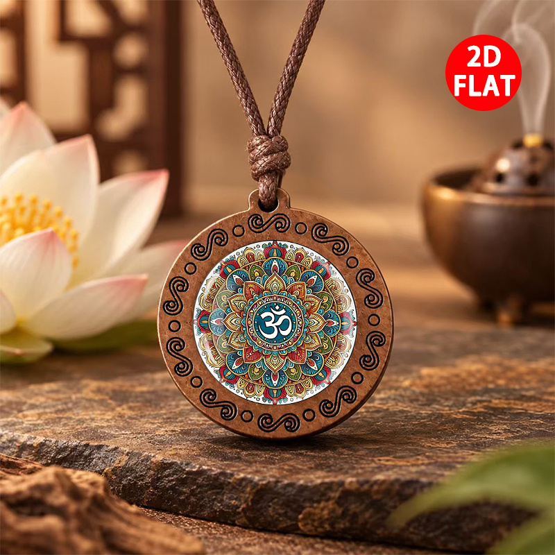 Buddhist Elements 2D Flat Pendant Necklace, Unisex Gift