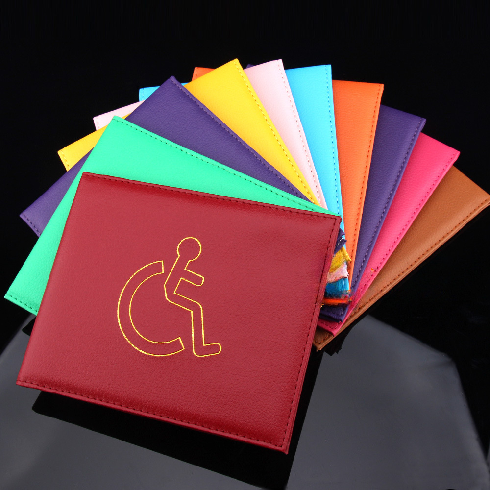 

1pc UK EU Porte- de permis de stationnement pour personnes handicapées en cuir, porte- de sécurité holographique pour les droits de stationnement pour personnes handicapées