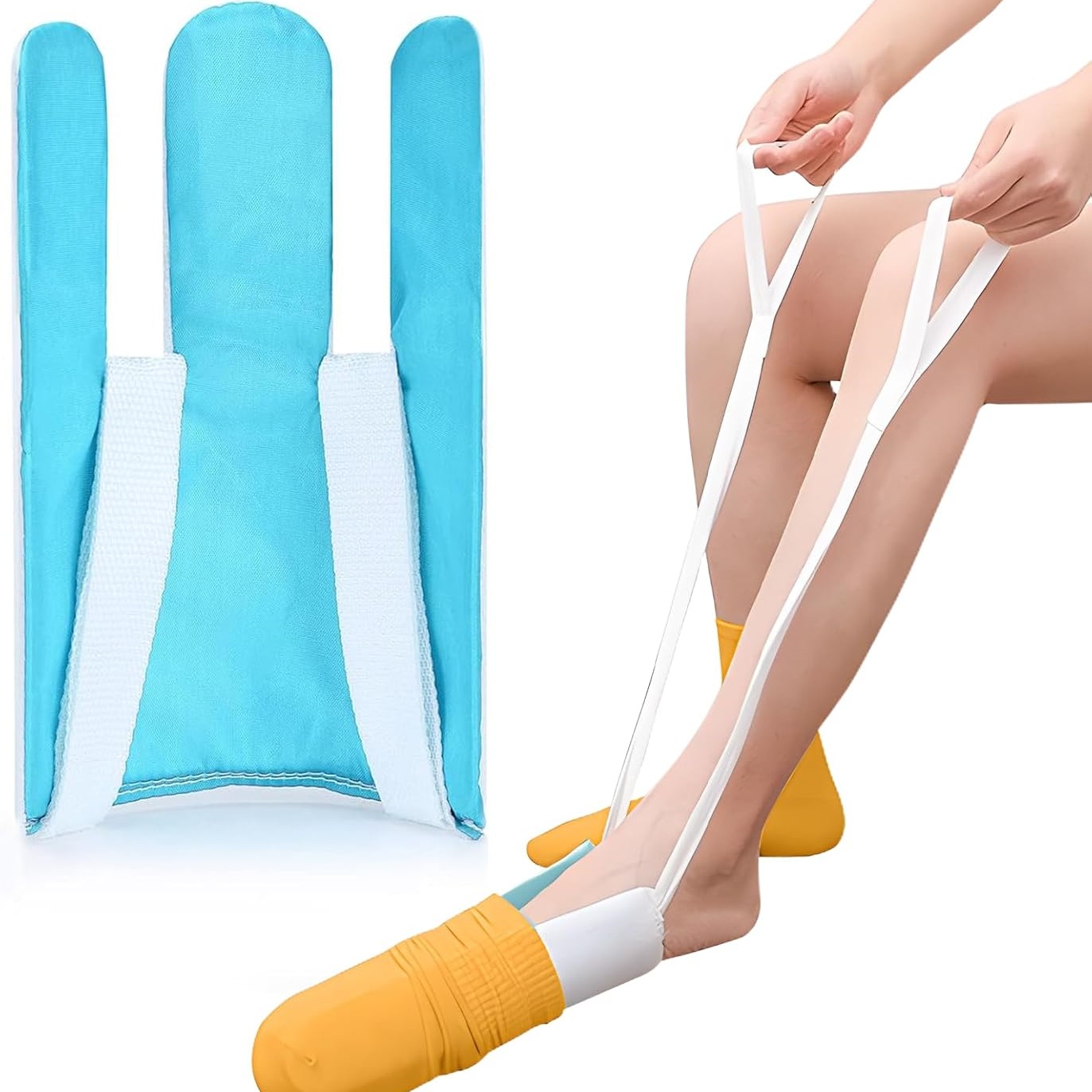 TEMU Dispositif d'aide à enfiler les chaussettes pour femmes enceintes et à réduite - Accessoire facile à enfiler avec mollet large et chaussette de