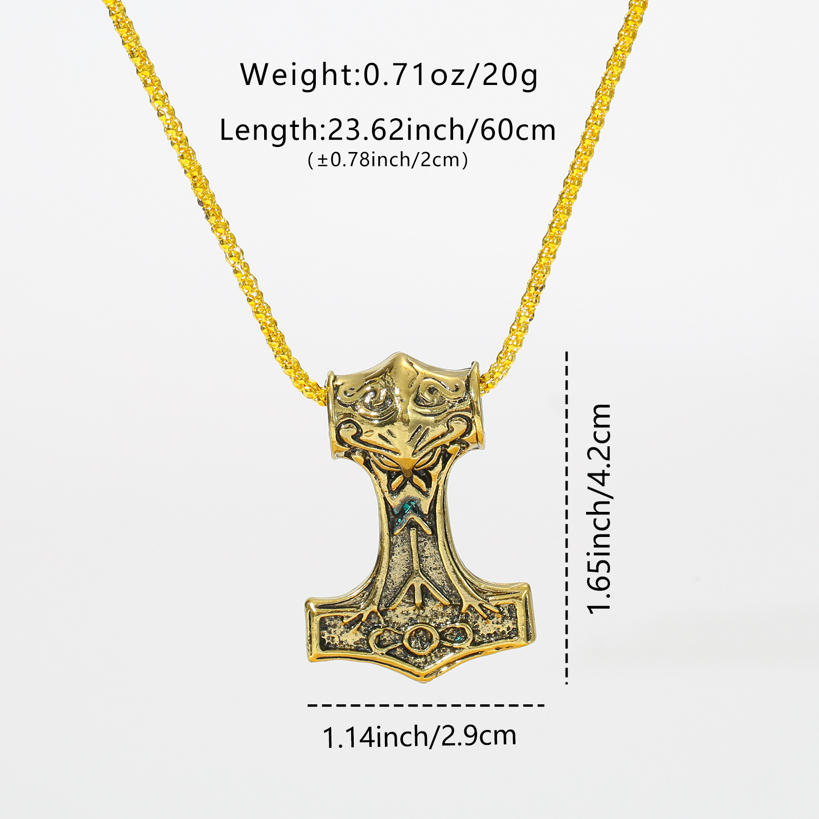 TEMU Lnchran 1pc Men's Golden Silvery Viking Thor's Hammer Embossed Pendant Box Chain Necklace 316l 316l 316l Stainless Steel Nordic Vintage Unique