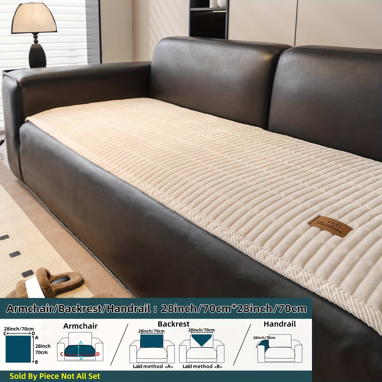 Image of Thick Quilted Velvet Sofa Cushion Cover-1pc, Style, Thick And Warm Velvet Feel, And Machine Washable, Suitable For All Types Of Sofas(single/double/three-seater/four-seater/combination)