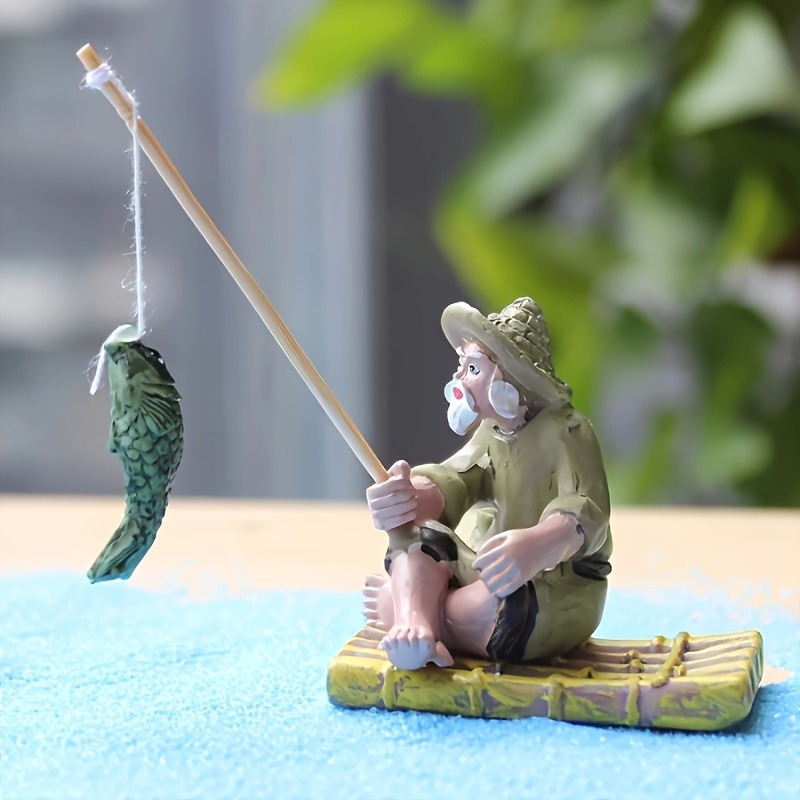 

1pc Resin Fishing Old Man Figurine - -themed Garden Miniature Statue, For Outdoor Pool & Decor, Non-electric, Suitable For 14+