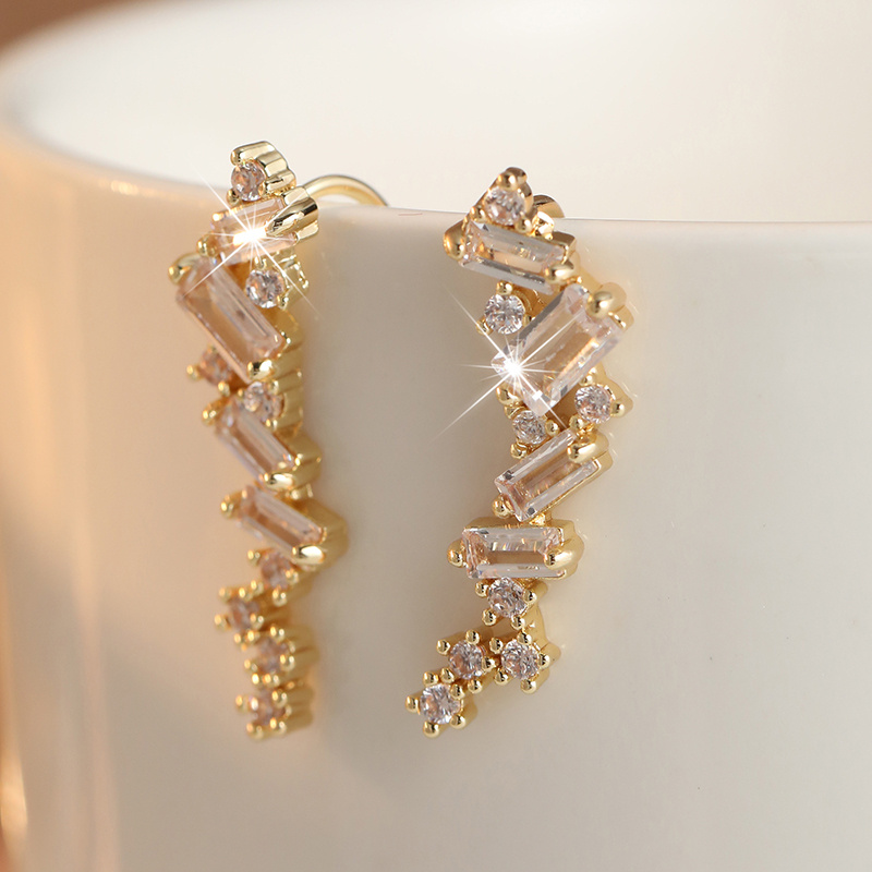 TEMU Gentle Atmosphere, Stepped Synthetic Zirconia Earrings, Women's Dating Style Matching, Light Luxury, Exquisite And Shiny Earrings