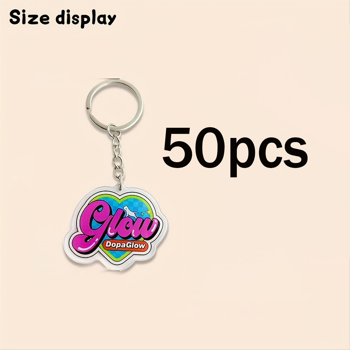 TEMU Gift For Her/him 100/50/30pcs [customized] Personalized Flat Acrylic Custom Logo Keychain, And Logo Printed, Support Pattern - Professional ,