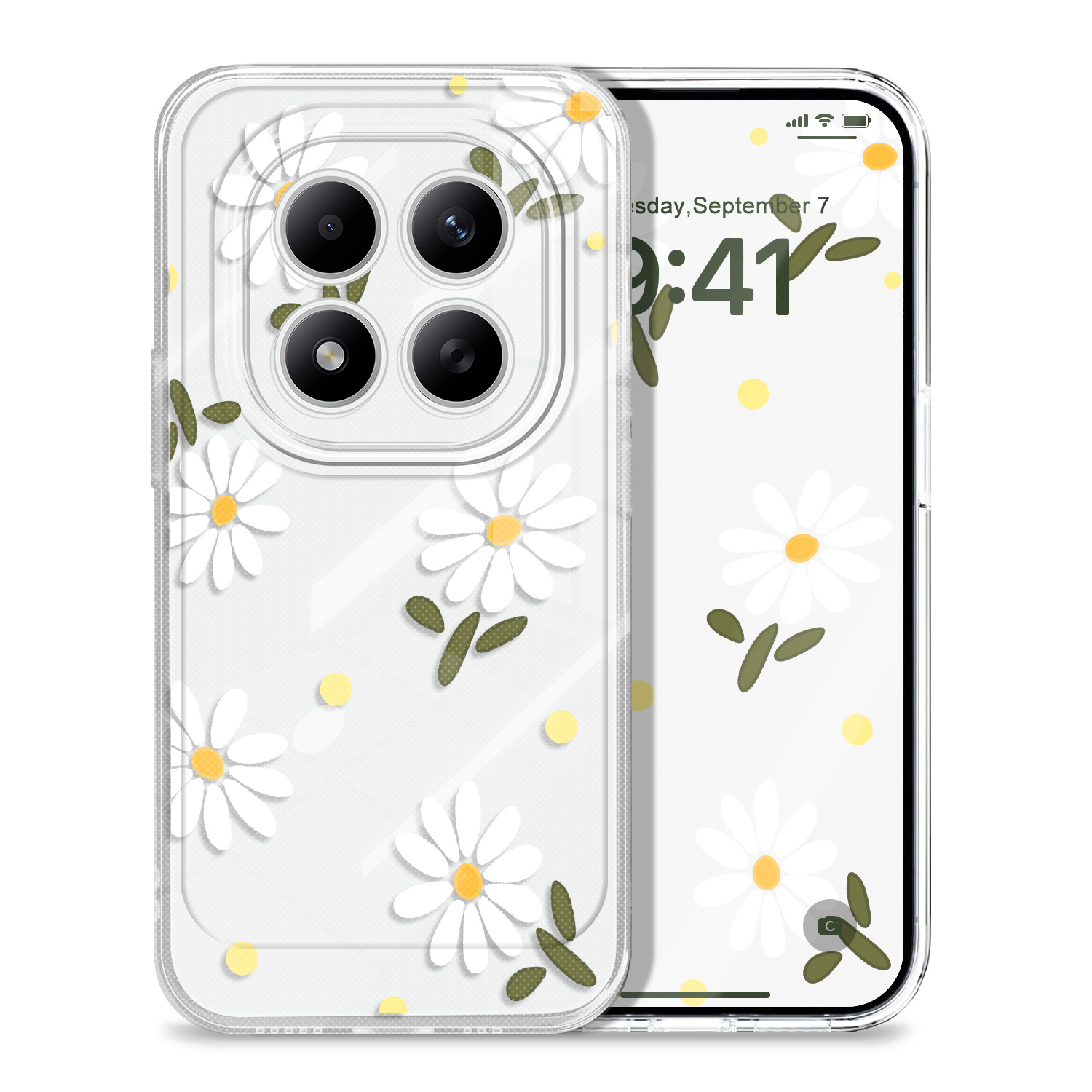TEMU para Teléfono - Elegante Transparente de Margaritas para Redmi Note 15 Pro Plus 4G 5G, Cubierta de TPU