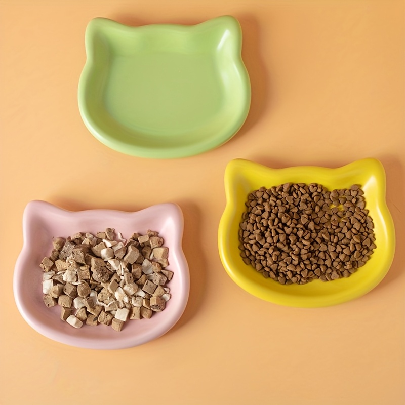 4 color options pet bowl cat food dish canned snack meal plate cat dish dish anti   canned snack bowl without battery Product details 0