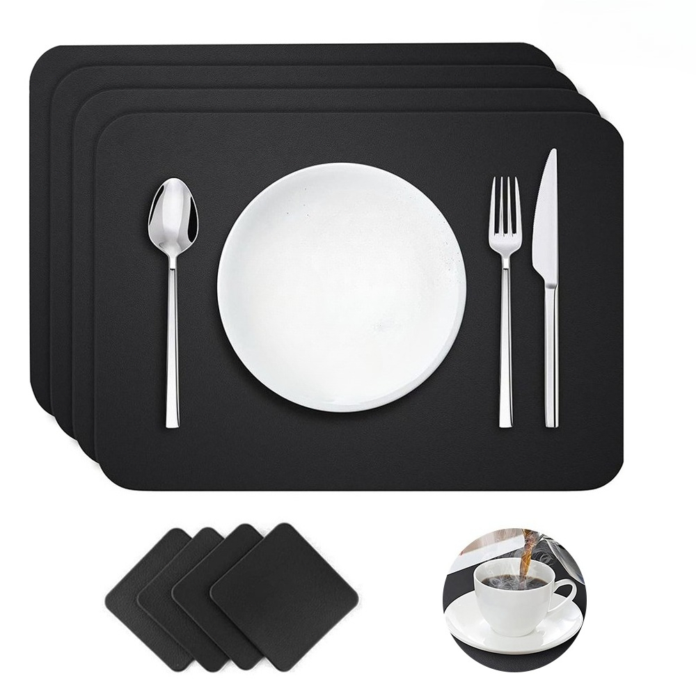 Image of 8pcs Heat-resistant Placemat Set, 45×30cm Table Mats + 10×10cm Square Coasters, Non-slip Dining Table Mats For Kitchen And Home Decor