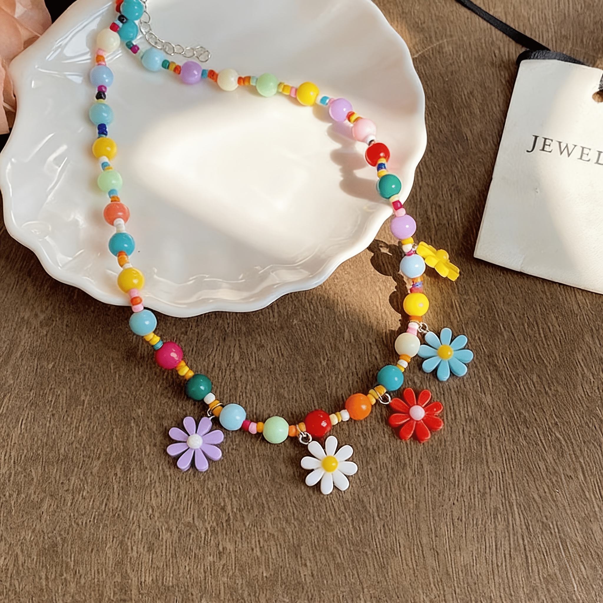 TEMU Collana con margherita di perline color , 1 pezzo, , , dal design di nicchia, ed elegante, una catena da fresca a cuore femminile, adatta per