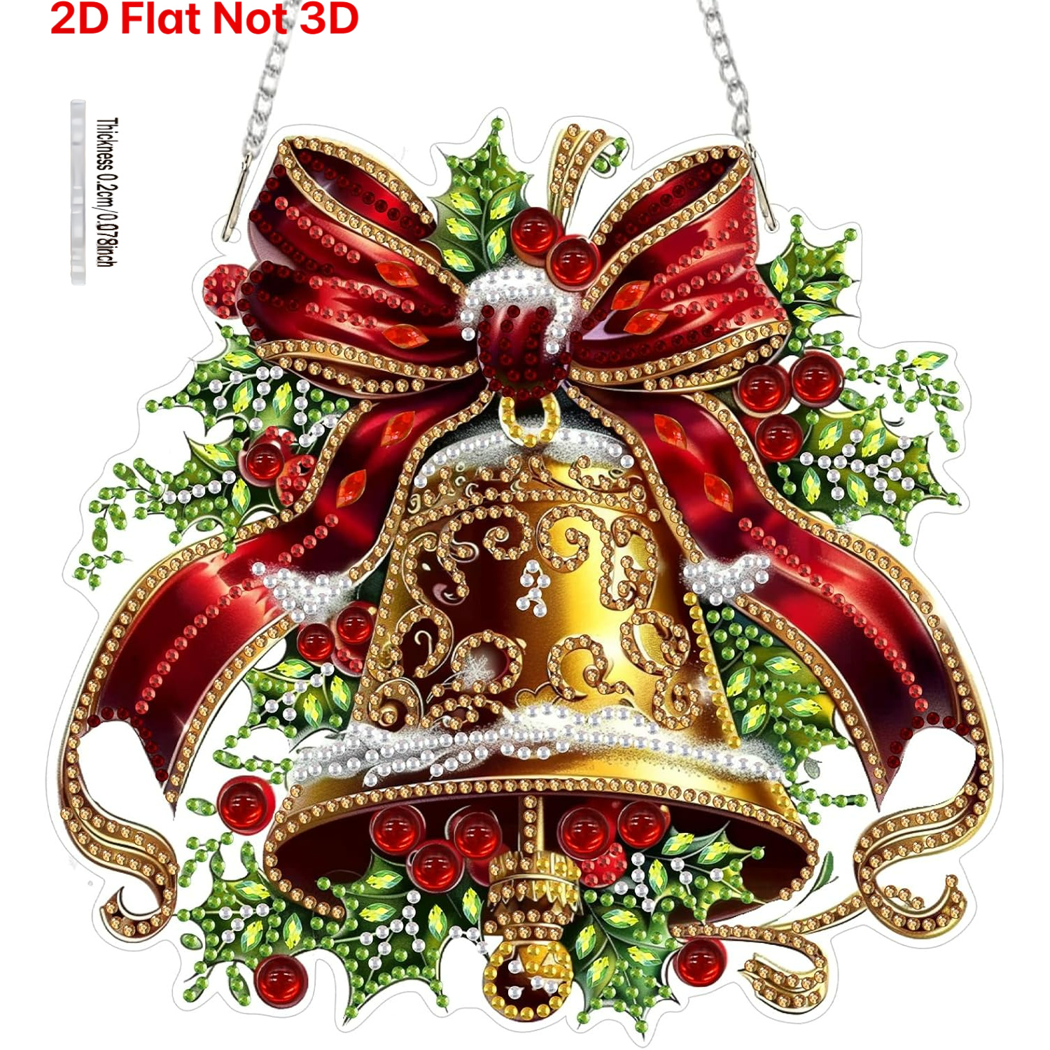 TEMU Kit de suspension de peinture diamant 2D/5D Cloche de Noël pour adultes, Attrape-soleil cloche de irrégulière avec ornement de fenêtre,