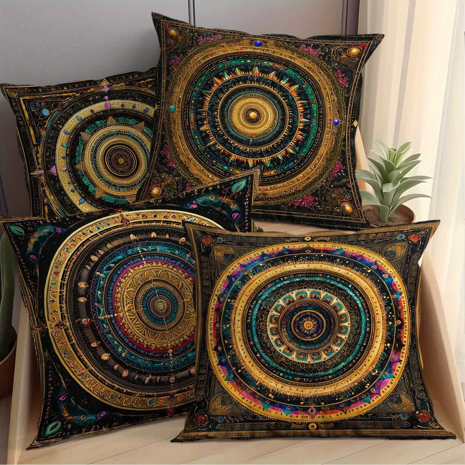 TEMU Classic Mandala Pattern Pillowcase Set, 4 Pillowcases, No Pillow Core, Material Pillowcase, Soft And Comfortable, Washable Pillowcase, Suitable