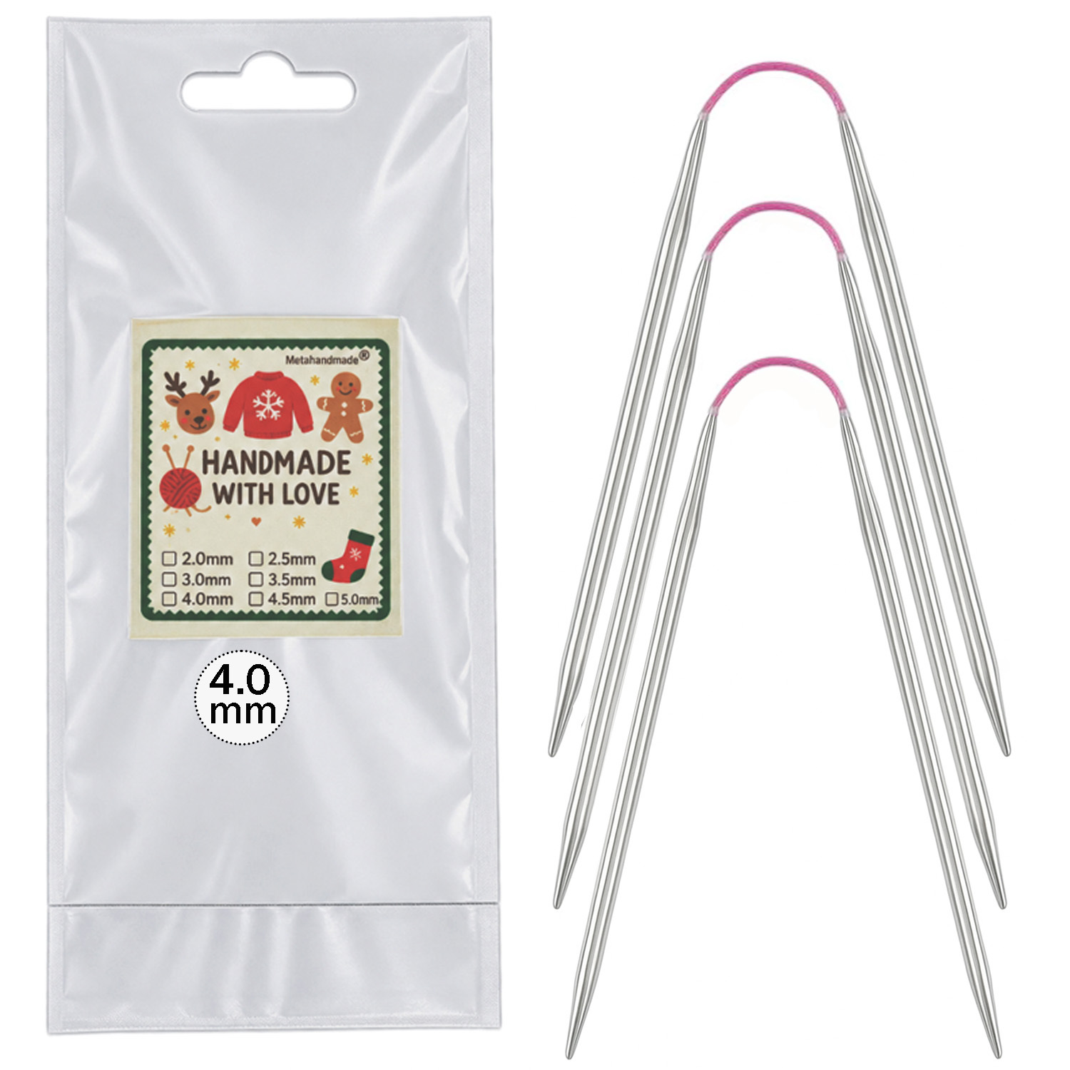 Flexible Double-Pointed Knitting Needles Set, 9 Inch