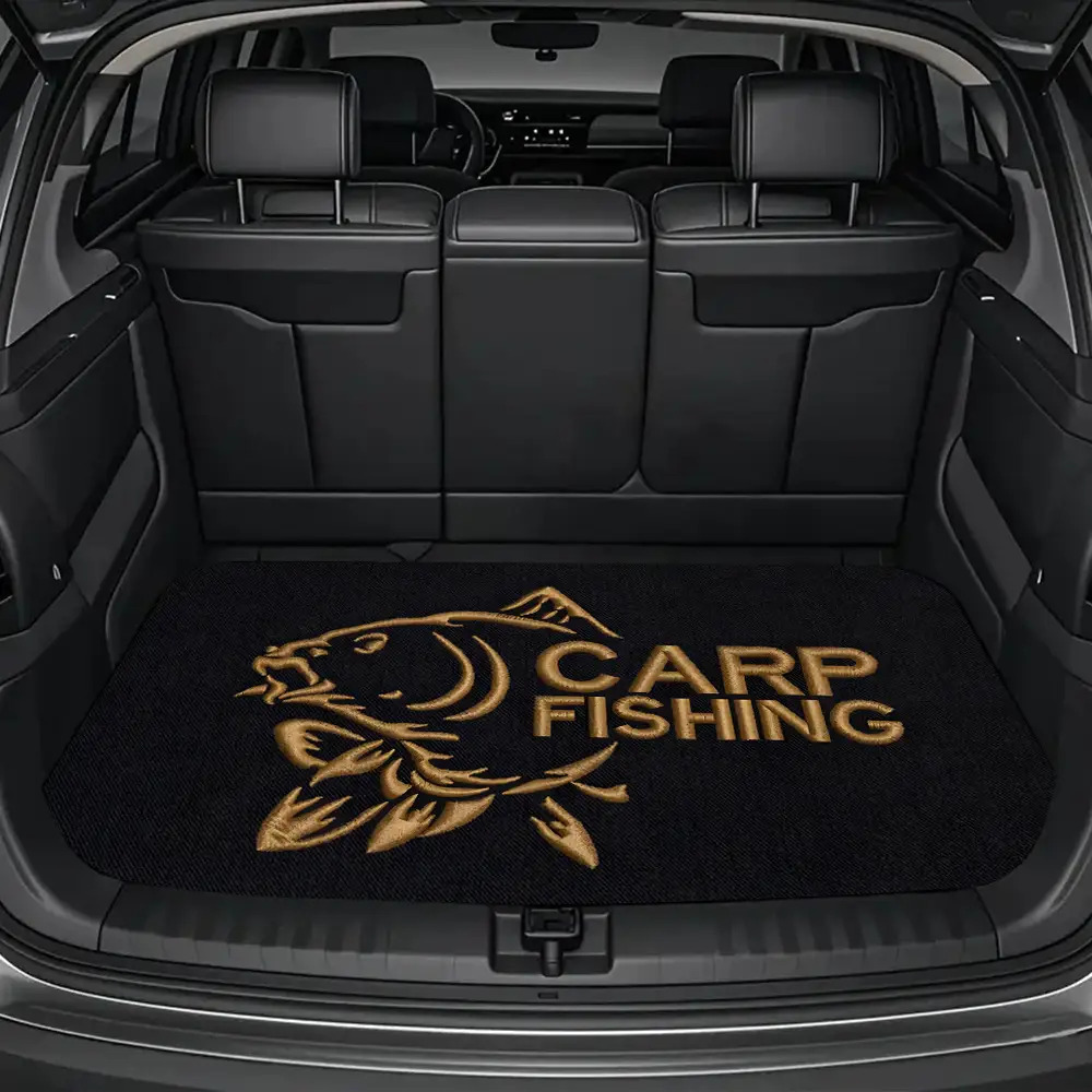 1 Stylish Printed Car Trunk Mat - Fishing Design, Durable & Machine Washable, Suitable For Sedans, Trucks, And Suvs, Accessory