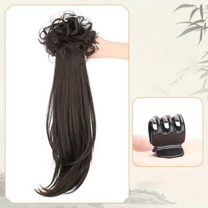 elegant deep wave ponytail extension for women natural looking synthetic hair claw clip in versatile for   details 6