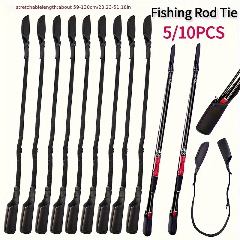 5-Pack Adjustable Fishing Rod Holders, to Length, Synthetic  Rubber Protective Sleeves with Thickened and Secure Straps for Rod