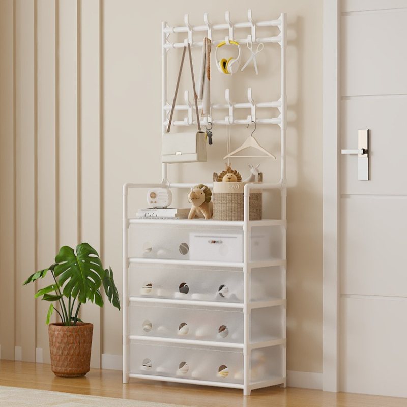 Simple Dustproof Shoe and Hat Rack, Multi-Layer Entryway Shoe Shelf for Home, Dorm, and Rental Apartments, All-in-One Shoe Storage Cabinet CS