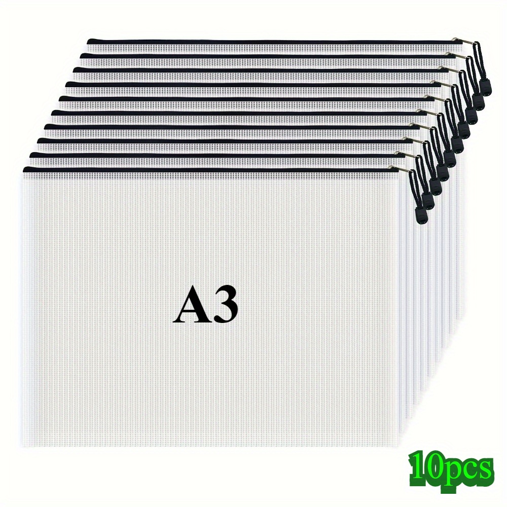 TEMU Set da 10 buste a rete con cerniera, borse portadocumenti a cerniera, borsa a puzzle per organizzare e riporre, formato A3 e , , borse
