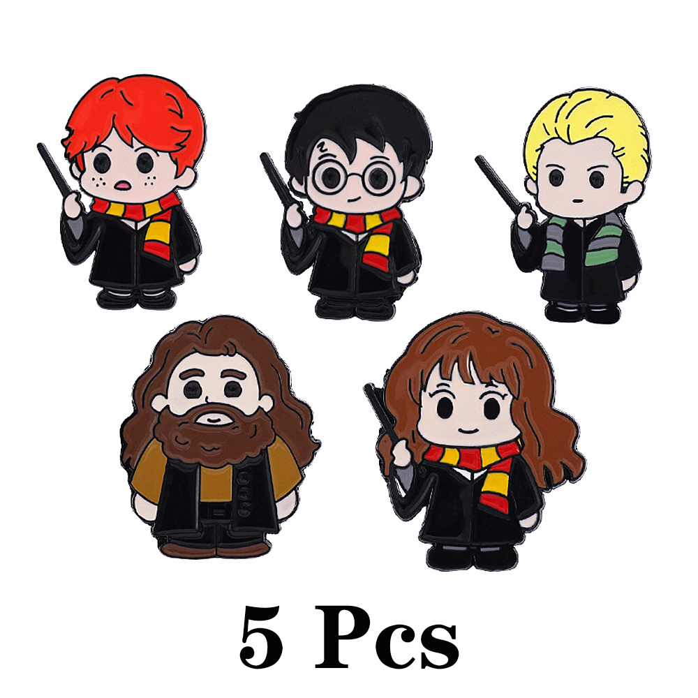 TEMU Lot de 5 épingles en émail dessin animé anime Ron Weasley, badge en métal, bijoux, accessoires pour vêtements et sac à dos, cadeau pour amis