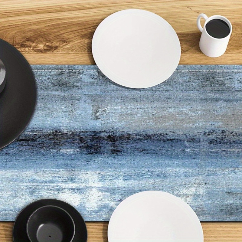1pc Blue Gray Table Runner Modern Art Farmhouse Style, Linen Tablecloth for  Dressing Table Scarf Vintage Country Style Party Kitchen Table Coffee *