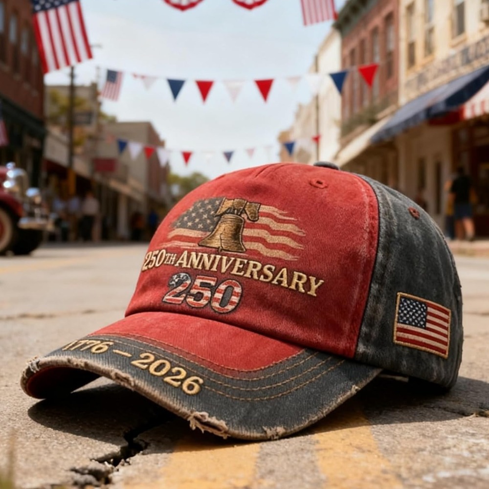 250th Anniversary USA Patriotic Baseball Cap Adjustable Vintage Style Flat Embroidered Hat
