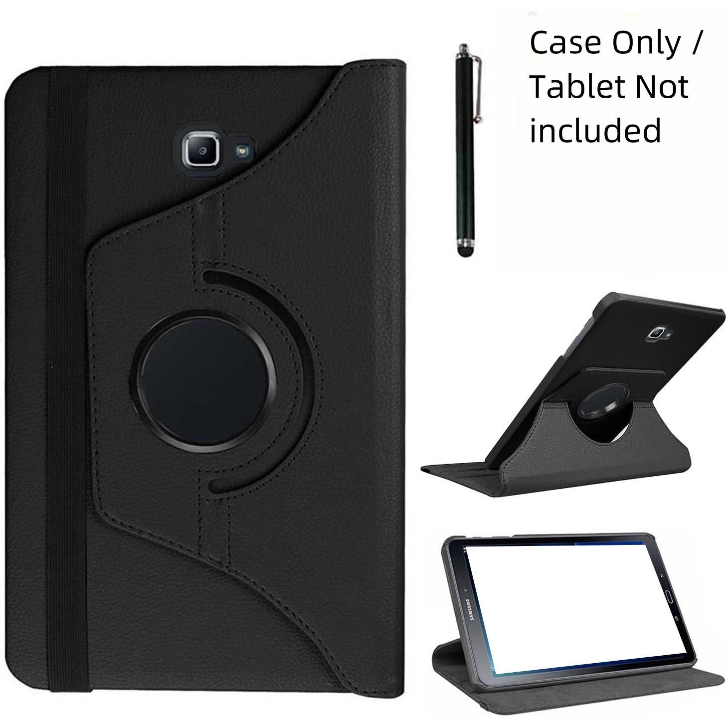 Image of Case For For Galaxy Tab .1 Inch 2016 (sm-t580 T585 T587), 360 Degree Rotating Stand Case Smart Protective Cover, With Stylus Pen
