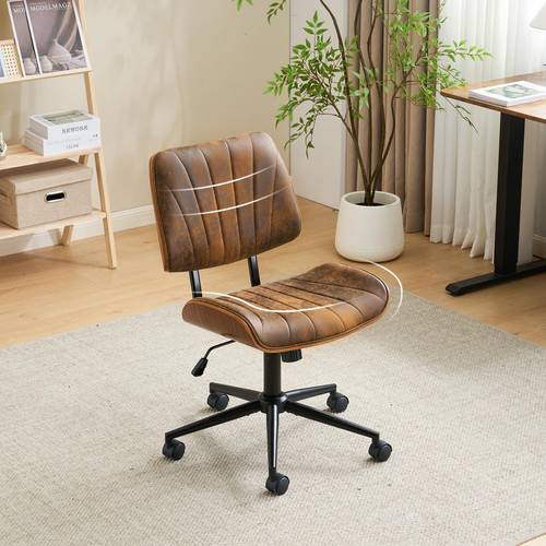 stylish walnut vanity chair dressing table chair with wheels wide curved seat back armless ergonomic adjustable height home office desk chair office bedroom black