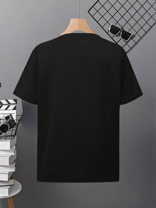 mens cartoon print t shirt blue pc short sleeve black background trendy casual top