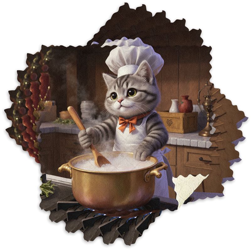 TEMU 6pcs Kitchen Dish Towels Featuring A Cat Chef With A 2d Element Pattern, Reusable Cleaning Cloths Made Of Microfiber, Highly Absorbent And Easy