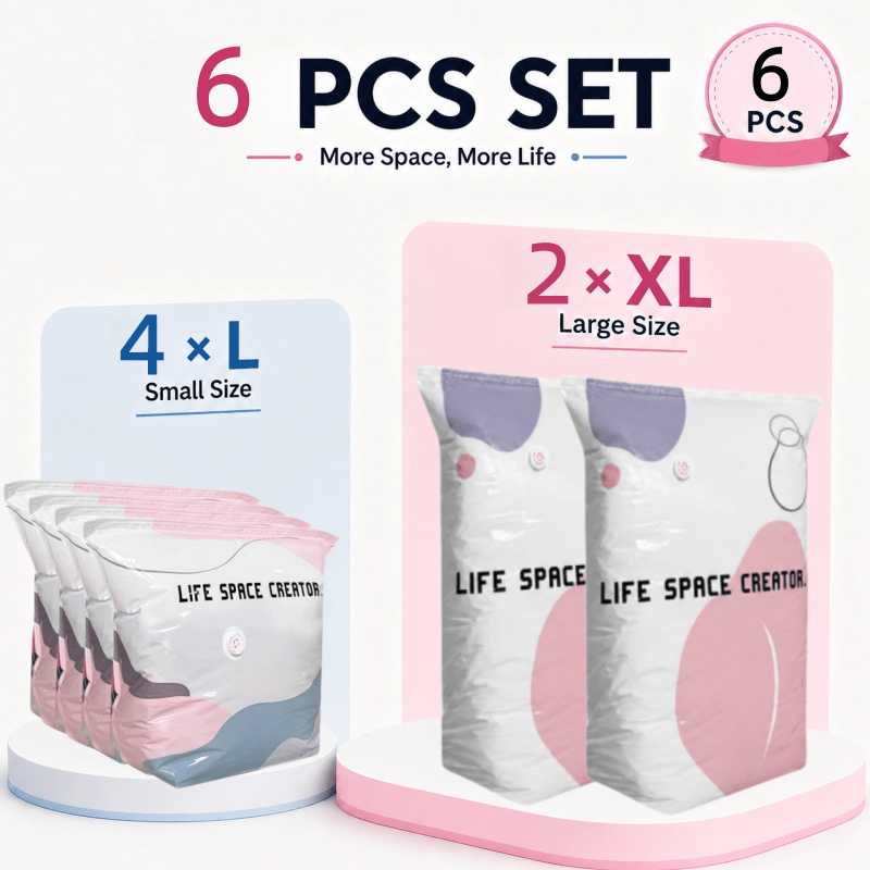 TEMU 6pcs Pump-free Vacuum Bags, Vacuum Storage Bags That Do Not An Air Pump, 3d Three-dimensional Pump-free Vacuum Compression Bags, Reusable Vacuum