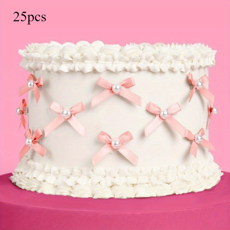 TEMU 25pcs, Mini Pearl Decorations In Pink, Red, Blue, Purple, White, And Black. Suitable For Birthday Cakes, Wedding Cakes, Valentine's Day/birthday