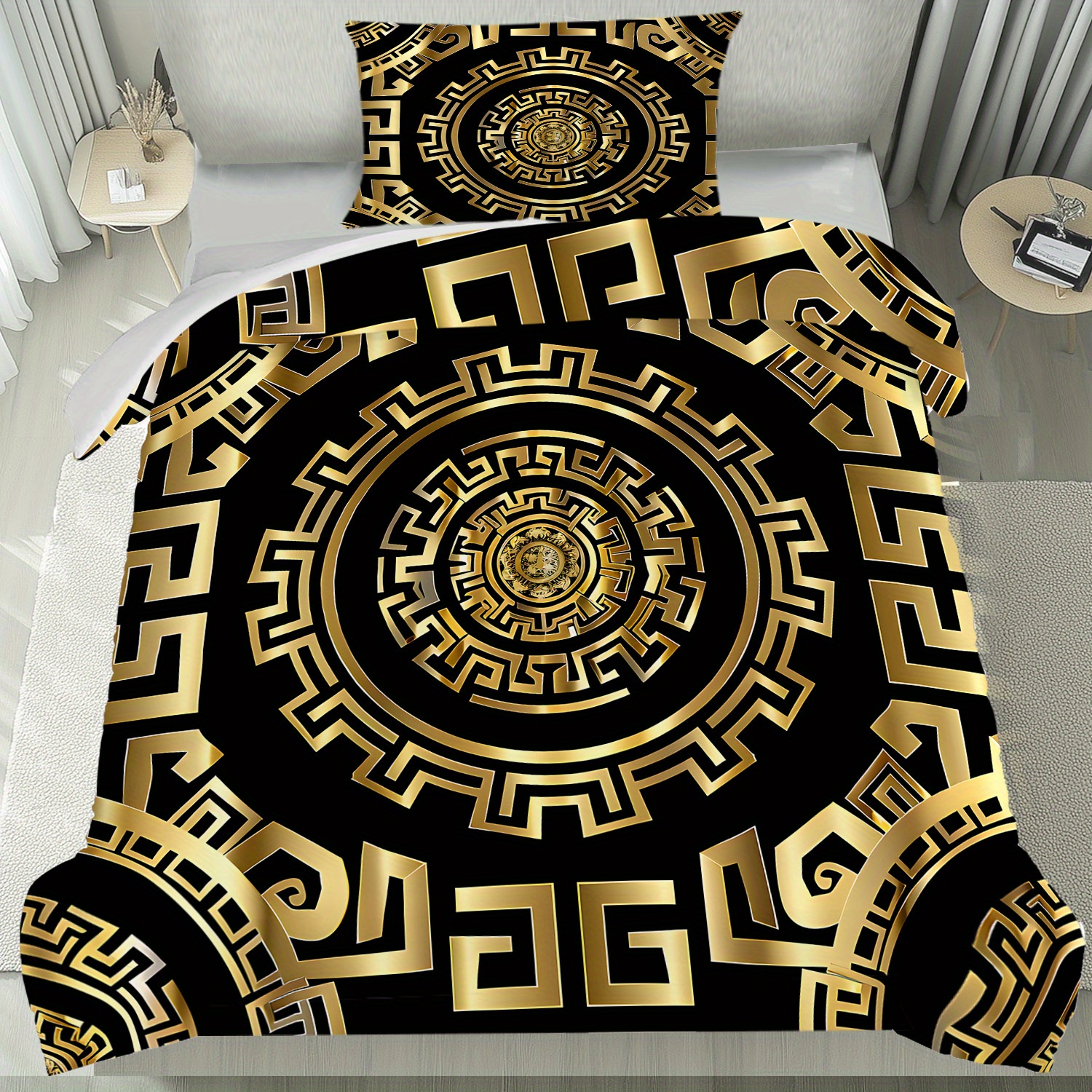 TEMU Set Of 2 Or 3pcs Featuring A Black And Duvet Cover, Which With 1 Duvet Cover And 2 Pillowcases. This Bedding Is Machine Washable And Boasts An