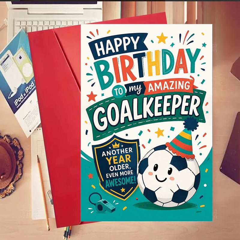 TEMU 1 Set Birthday Card For Amazing Goalkeeper Ideal Gift For Soccer - Loving And Team - For Birthday Celebrations