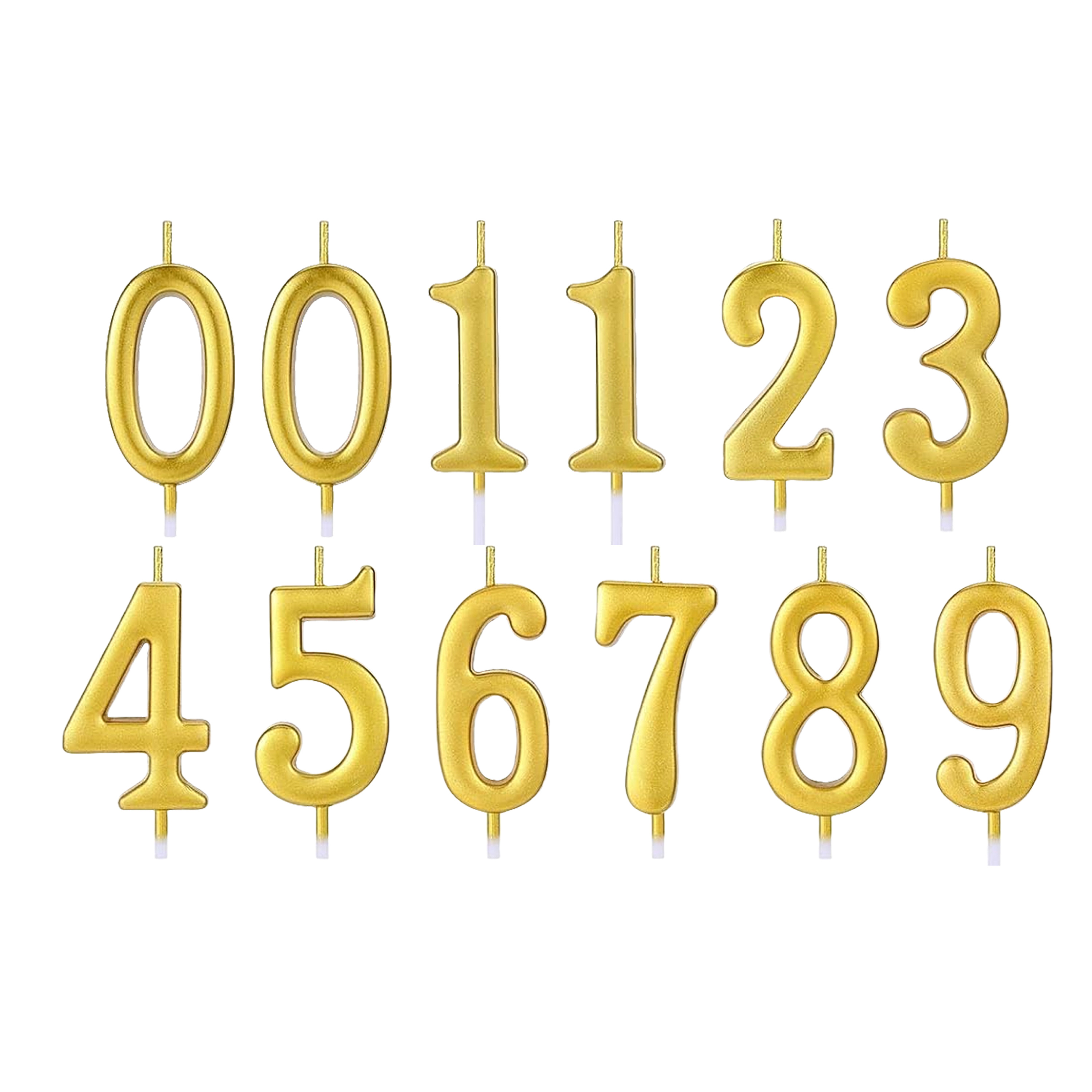 Image of Set Of 12 Birthday Candles In Golden, Black, And Silver Featuring 0-9, Perfect For Birthdays, Wedding Anniversaries, And Party Celebrations
