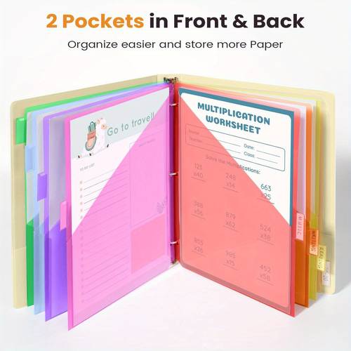 8 16 pocketed divider 8 label binder dividers suitable for 3 ring binders binder dividers with pocket binder dividers suitable letter size insertable large labels multicolor