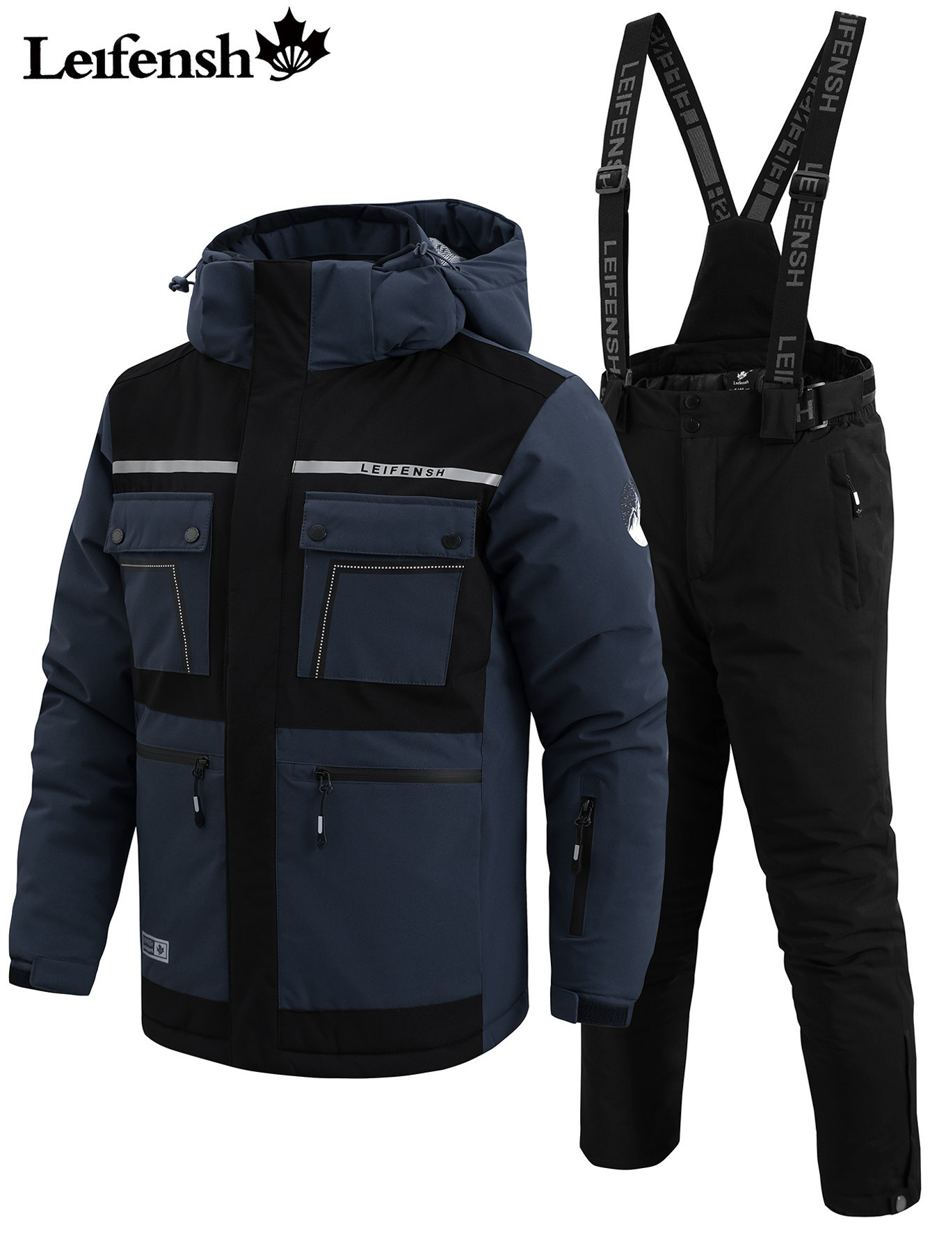 Men's Ski Jacket and Suit Set, 2pcs Windproof Snowboard Outfit