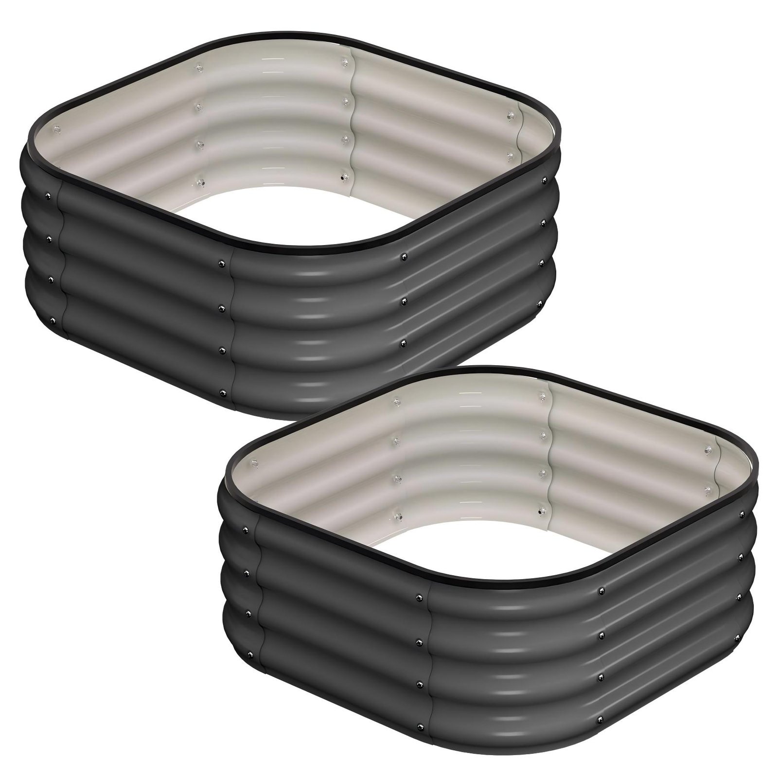 Image of Heavy Duty Raised Garden Bed Set Of 2, & Rectangular Design, Outdoor Planter Box With Open Bottom For Vegetables, Flowers, Herbs