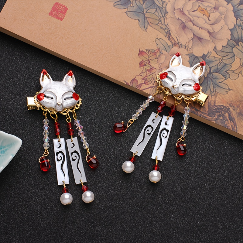 two cute fox tassel hairpins vintage hair clips hanfu hair accessories for women   hairpins with a   and simple animal design in mixed colors   everyday wear and halloween durable hair accessories for stylish looks Product details 1