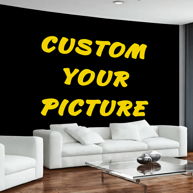 

1pc Customizable Black Polyester Backdrop With Yellow "custom Your Picture" Text - , Lightweight Party Banner For Weddings, Graduations & More - No Power Needed, Easy To Hang