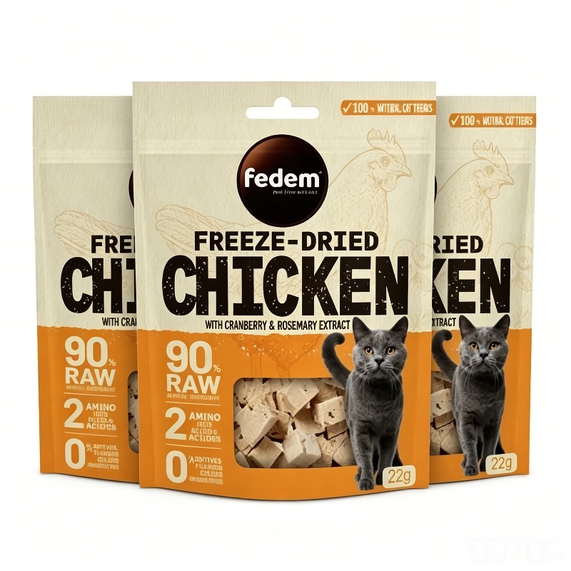 chicken   freeze dried cat snack 90 animal protein 0 artificial additives high quality protein and   natural rosemary   suitable for cats and dogs   rewards perfect gift for cat enthusiasts Product details 0
