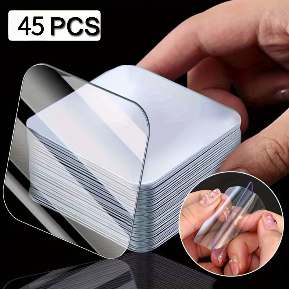 Image of 45pcs Of Super Strong Adhesive Tape, Transparent, No Drilling Or Nails Required, Suitable For Surfaces Such As Plastic, Glass, Metal, Stone, And Drywall