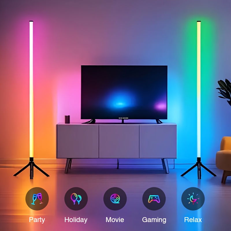 Image of 1pc Of Led Floor Lamp | Rgb Color Changing, Remote Controlled, Music-synchronized Dimming, Ideal For Ballrooms, Gaming Rooms, Family Gatherings, And Room Decor