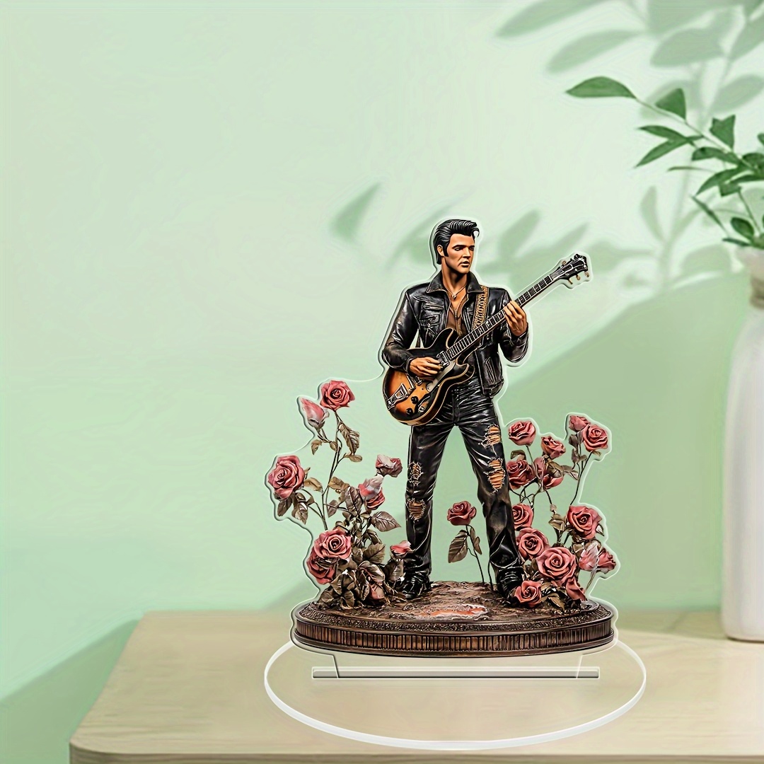 

2d Flat 1pc Classic Guitarist 2d Acrylic Figurine, Manufactured Wood, Tabletop Display, English Text, No Electricity Needed, Ideal For Bedroom, Living Room, Office, Cafe Decor - Perfect Gift For