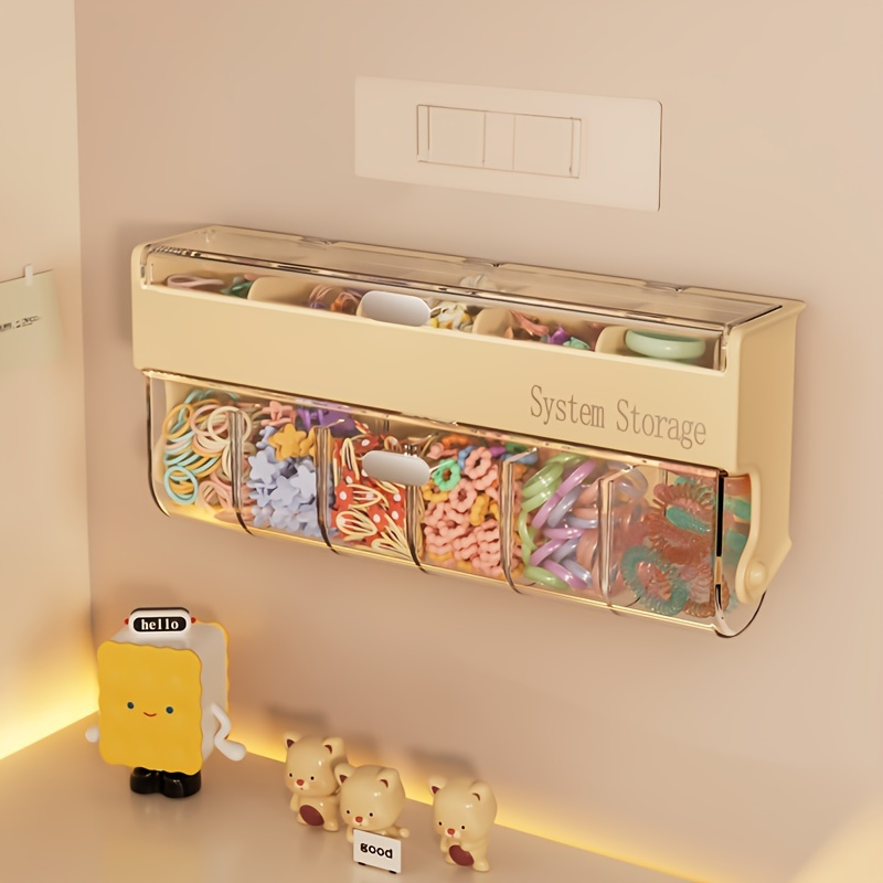 wall mounted jewelry hair accessories organizer box multi layer dustproof waterproof storage with clear compartments golden   design for earrings hairpins clips space saving plastic storage box jewelry organizer box sturdy construction   durable construction home organizers hanging jewelry organizers Product details 2