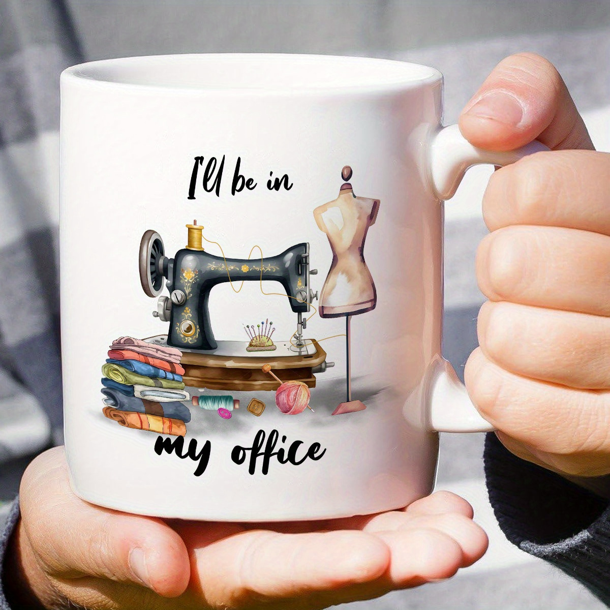 Image of 11 Coffee, Snacks, Birthday Gifts, Holiday Presents, Christmas Gifts, New Year's Gifts 11 Oz Ceramic Coffee Mug, Cup, Seasonal Drinkware, Ideal For Sewing Enthusiasts, High-quality Version