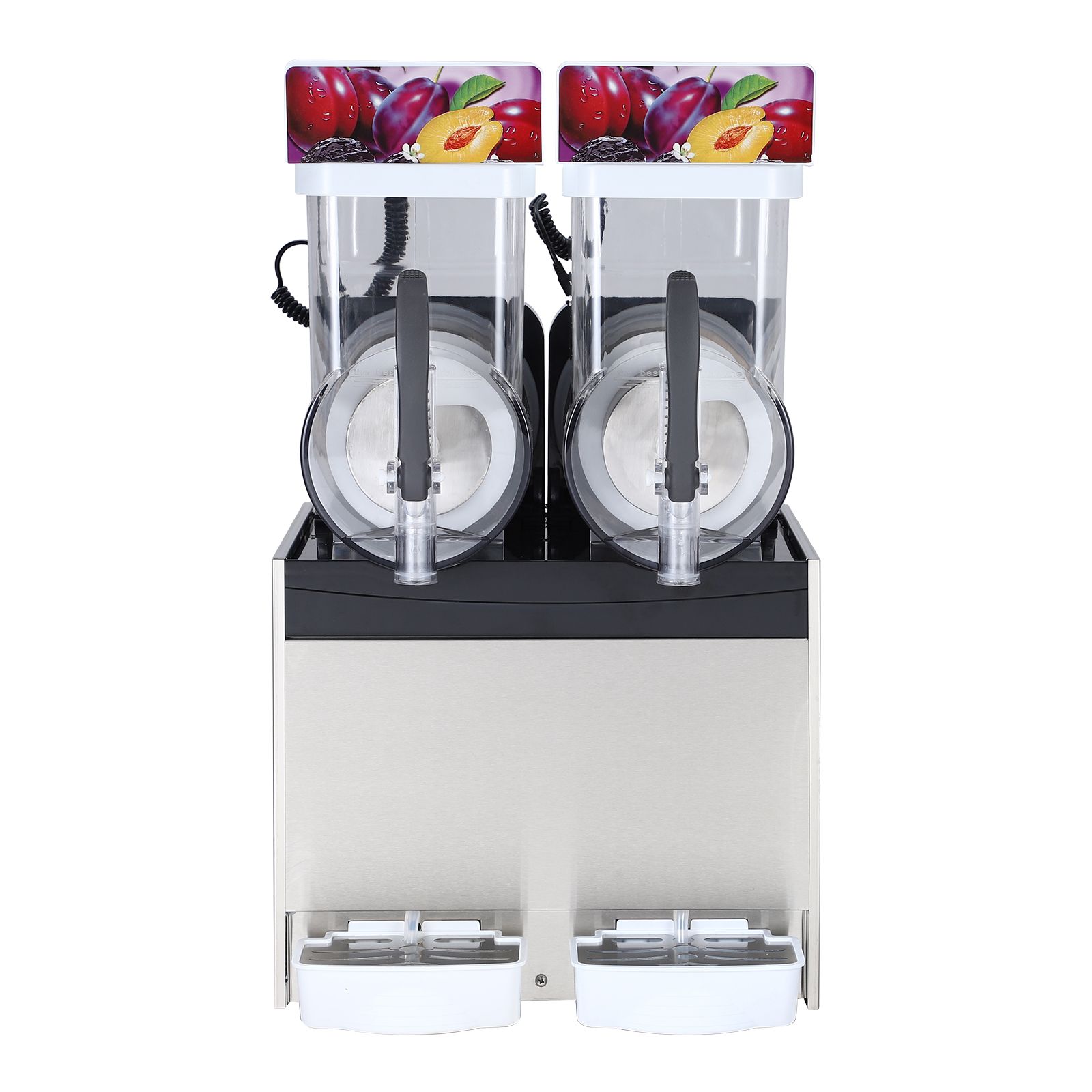 commercial slushy machines with a capacity of 30   or 8 gallons featuring 860 watts of   of stainless steel designed for making   drinks and margaritas   a self cleaning function   cocktails restaurants Product details 1