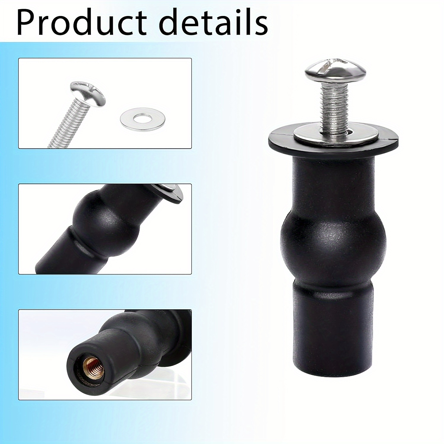 Image of Set Of 2 Universal Toilet Seat Hinge Screws | Expansion Lid Screws For Toilet Seats, Top Fixing Components For Toilet Seats, Replacement Kit For Rubber Toilet Seat Bolts