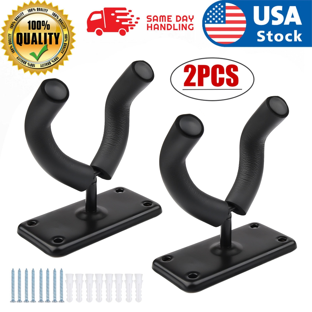 TEMU 2pcs Heavy-duty Wall-mounted Guitar & Stringed Instrument Hangers Rack - Compatible For Guitar, , Banjo, Mandolin, Ukulele Display Holder With