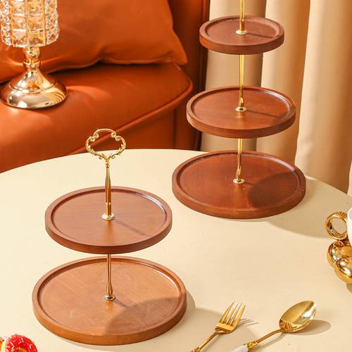 imagem do item bandeja de de madeira 3pçs/4pçs com de 2/3 níveis e com pés - conjunto de várias peças adequado para , conjuntos de chá, casamento, festa, - para casa, restaurantes, pão, exposição de biscoitos - madeira
