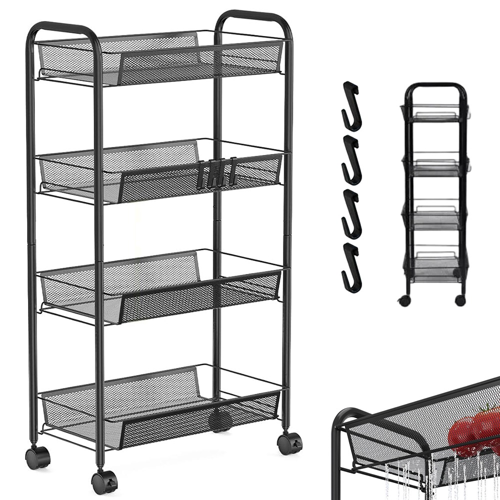 1set Four-story Shelf With , Easy To Assemble And Storage Space, Suitable For Bathroom, Living Room And Kitchen., Utility Racks