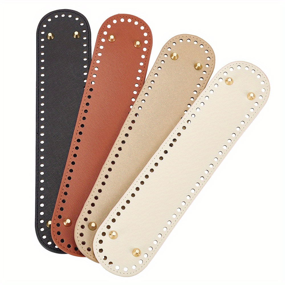 TEMU Lot de en cuir PU, ton naturel, 4 couleurs, base ovale longue, 32x7cm / 12,5x2,7in, base doublée, avec base agrafée perforée. Convient pour la